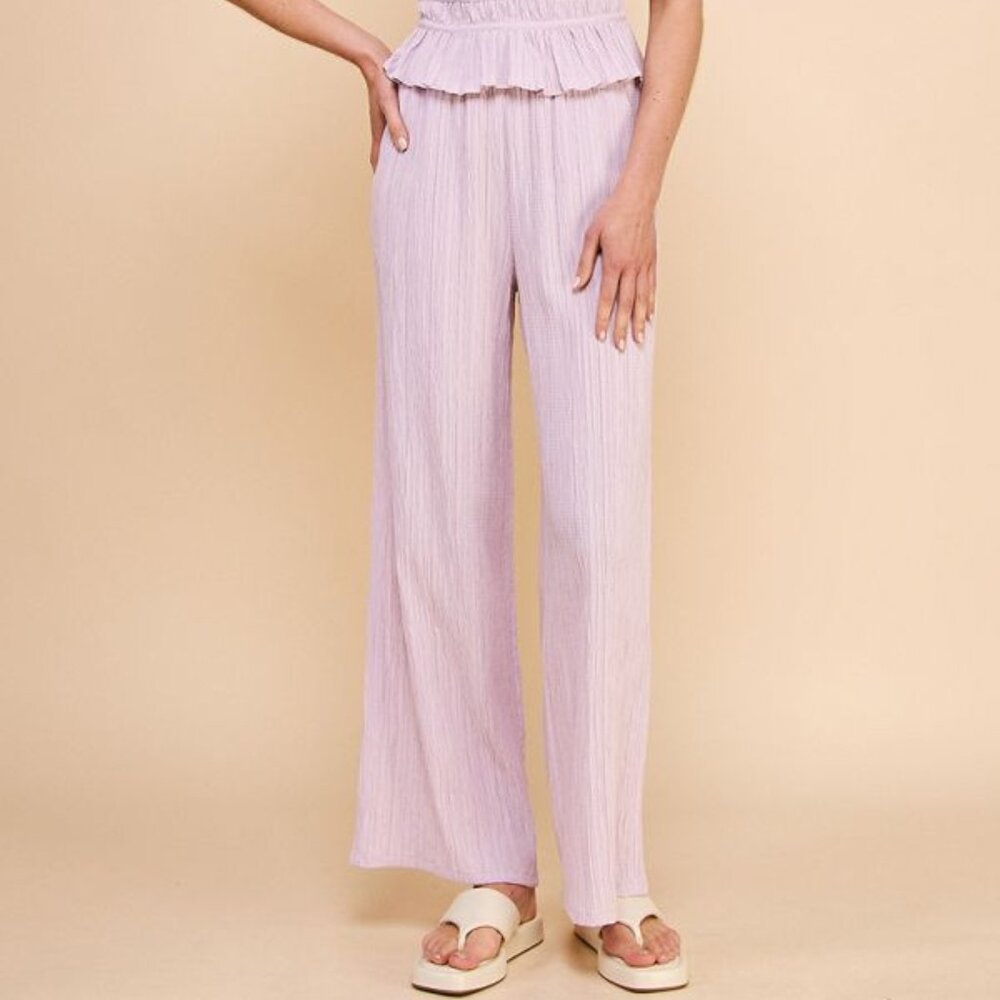 Daphne Woven Tie-Waist Pants - Dusty Lilac